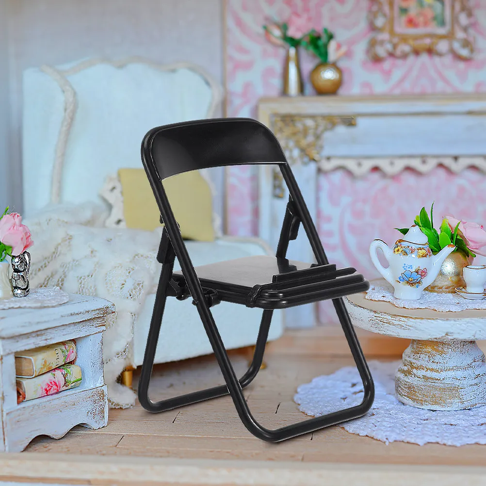 5Pcs Mini Chair Phone Holder Realistic Folding Design for Micro Landscape Decor Mini House Accessories Desktop Mobile Stand Prop