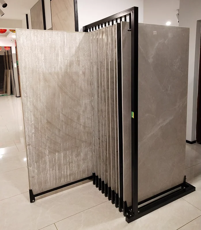 Ceramic tile display rack, exhibition equipment, background wall, floor, brick wall, panel, brick, sliding display rack