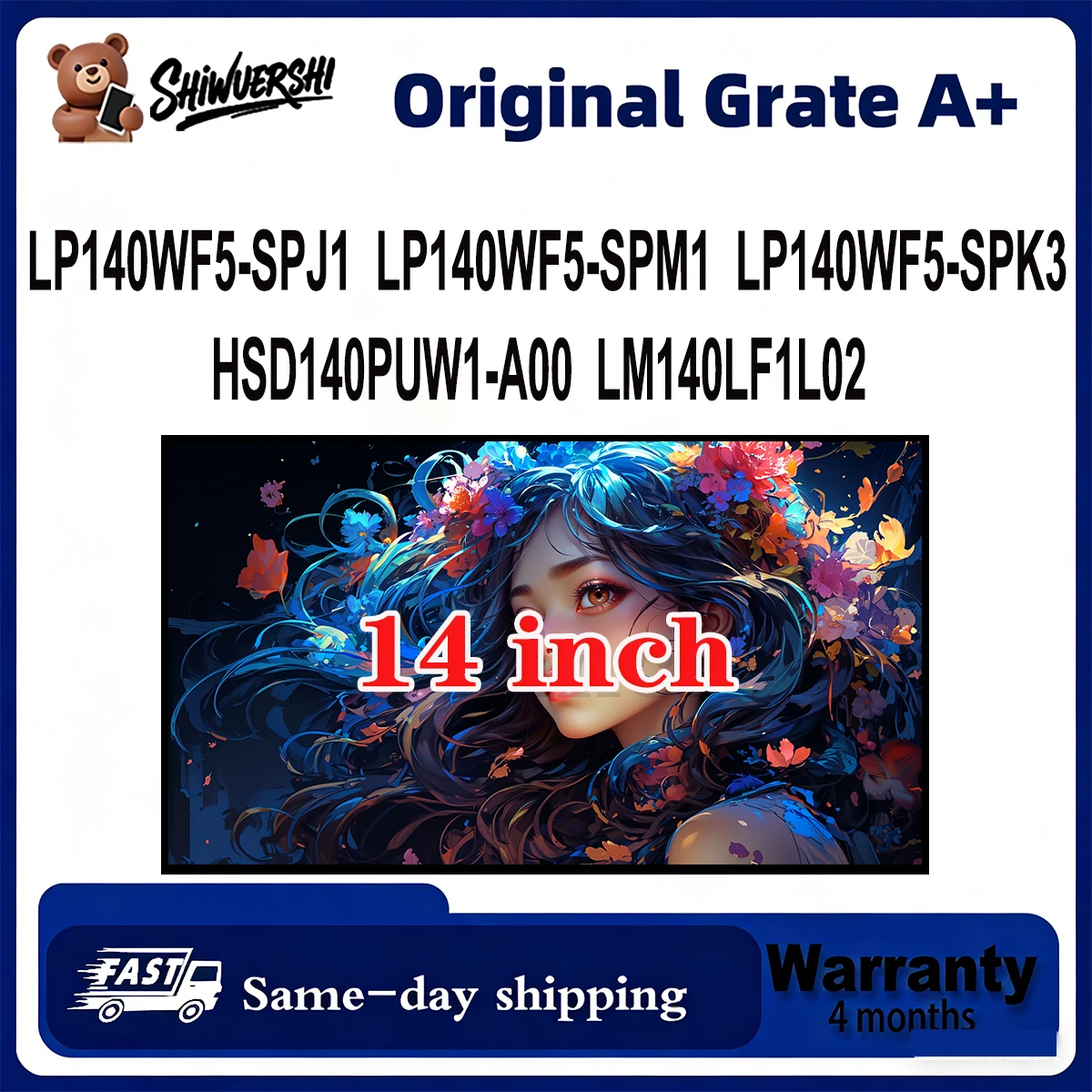 

Новый тонкий ЖК-экран для ноутбука A+ 14 дюймов LP140WF5 SPJ1 LP140WF5 SPM1 LP140WF5 SPK3 HSD140PUW1 A00 LM140LF1L02