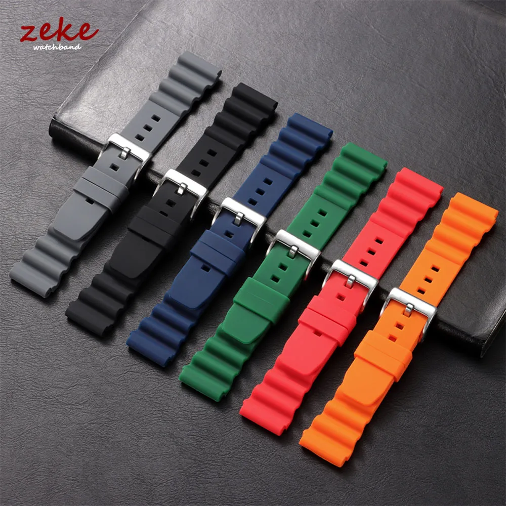 Soft Silicone Rubber Watch Strap 20mm 22mm Men Women Sport Waterproof Breathable Wrist Band Pin Buckle Bracelet for Seiko SKX007 image 2