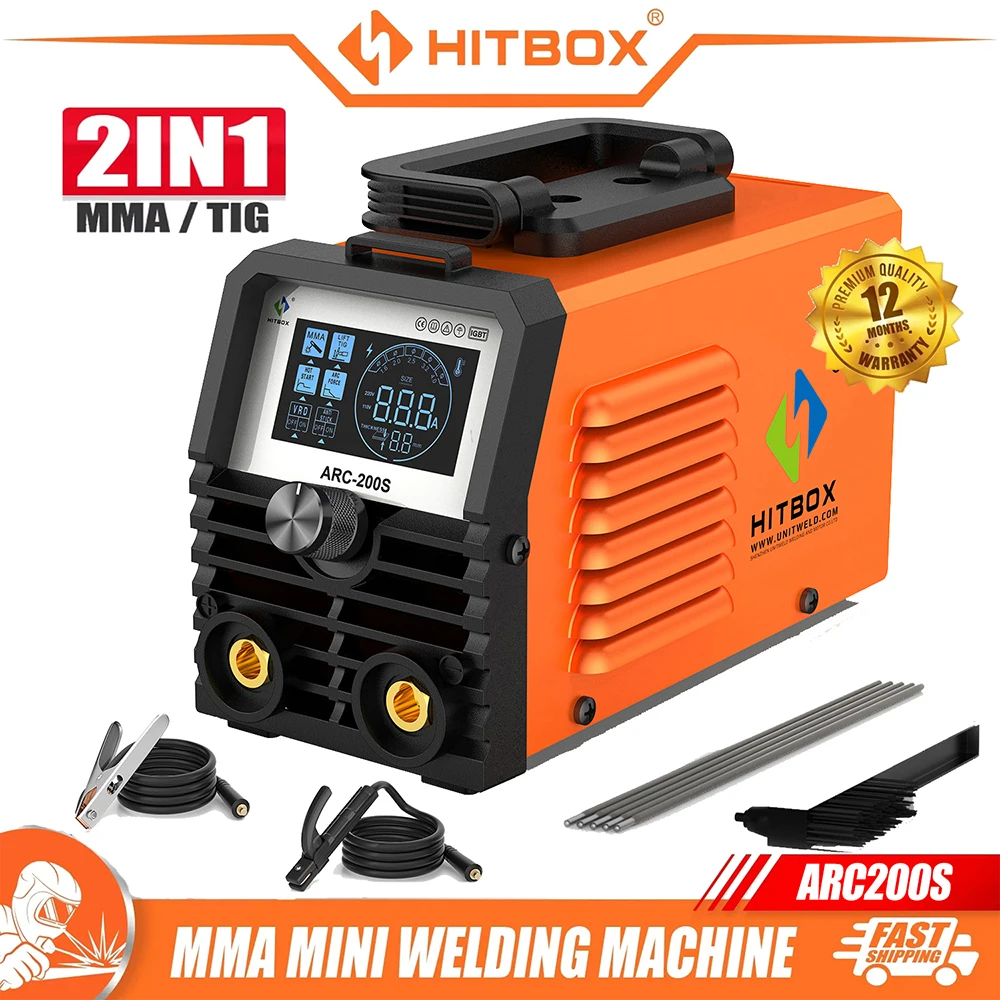 HITBOX ARC200S Welding Machine 2 in 1 ARC MMA LIFT TIG MINI IGBT Inverter LED Digital Display Protable Home Welder 220V 10-200A