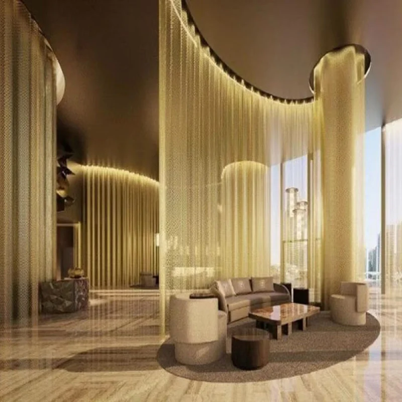 مخصص. ديكور لفائف معدنية سبائك الألومنيوم سلك شاشة شبكة ستارة السقف سلسلة ربط قطاع الستائر الديكور الداخلي