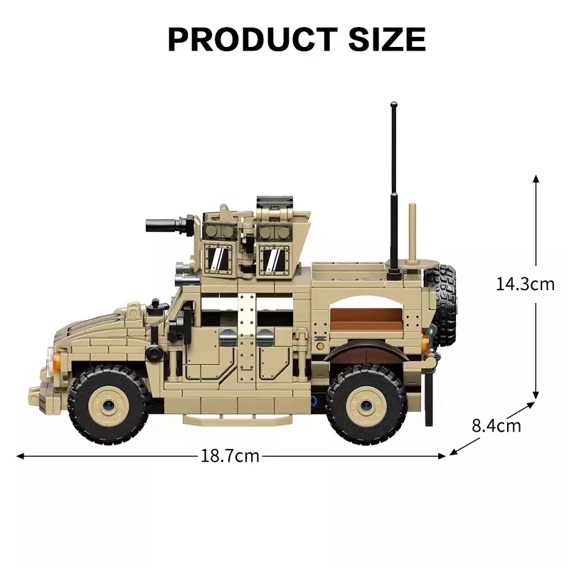 418 PCS WW2 Military Series US Army Humvee Infantry Building Blocks Weapon Combat Vehicle MOC Model DIY Children Toys Boy Gifts