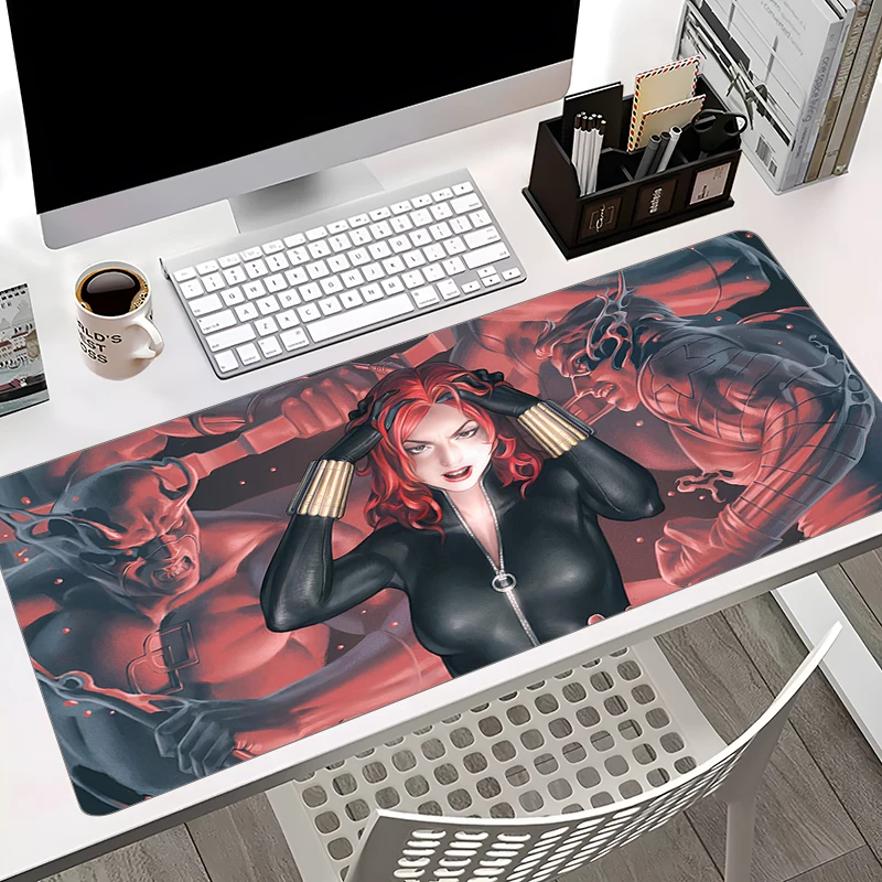 

Black Widow Marvel Mouse Pad Gamer Keyboard Computer Table Mat Cartoon Rubber Deskmat Large Mousepad PC Laptop Office Table Mat