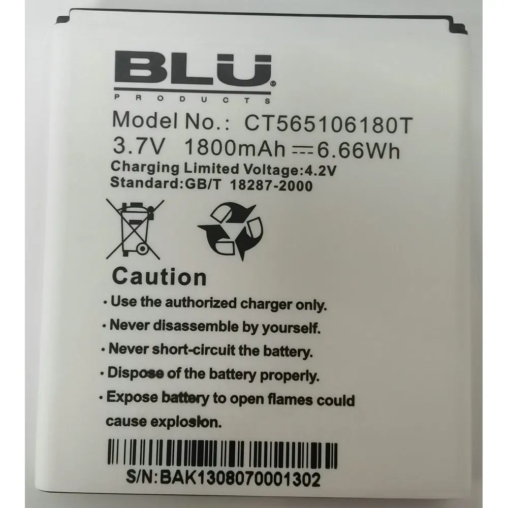 

3.7V 1800mAh New Original BLU CT565106180T Replacement Mobile Phone Battery