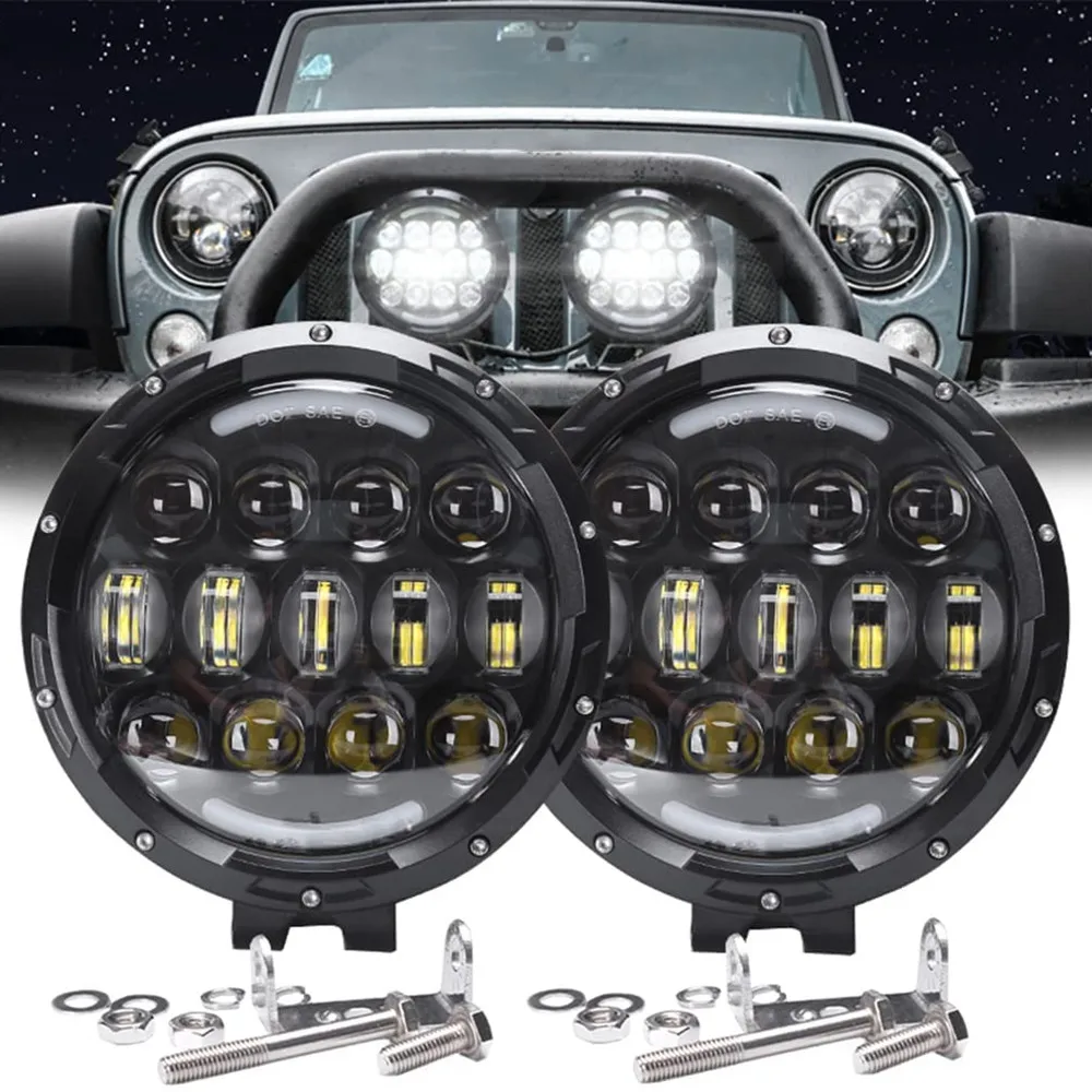 

2pc Universal 7Inch Round LED Pods Driving Lights 105W Offroad LED Work Light White DRL Light SUV ATV Tractor Truck Accessories