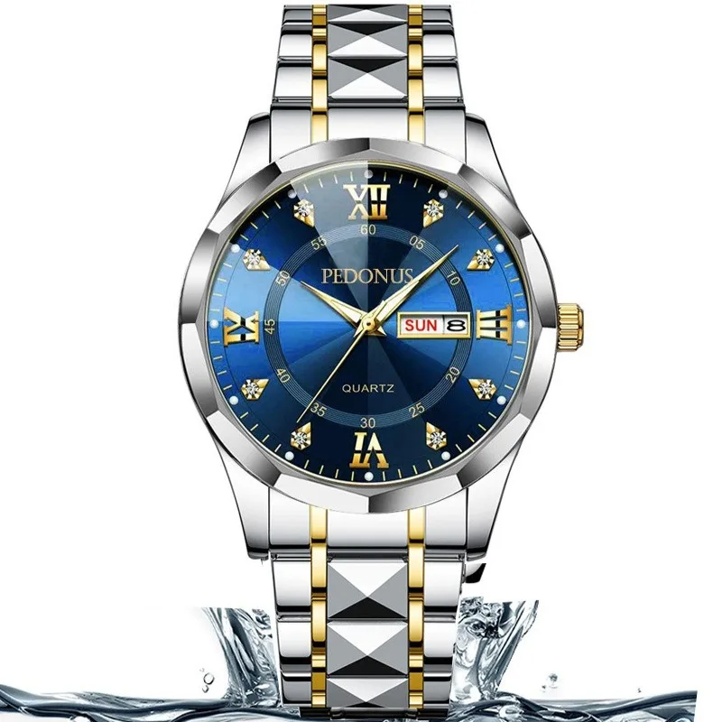 Men's Watch, Fashion Casual Luminous Double Calendar Steel Strap Quartz Watch image 6