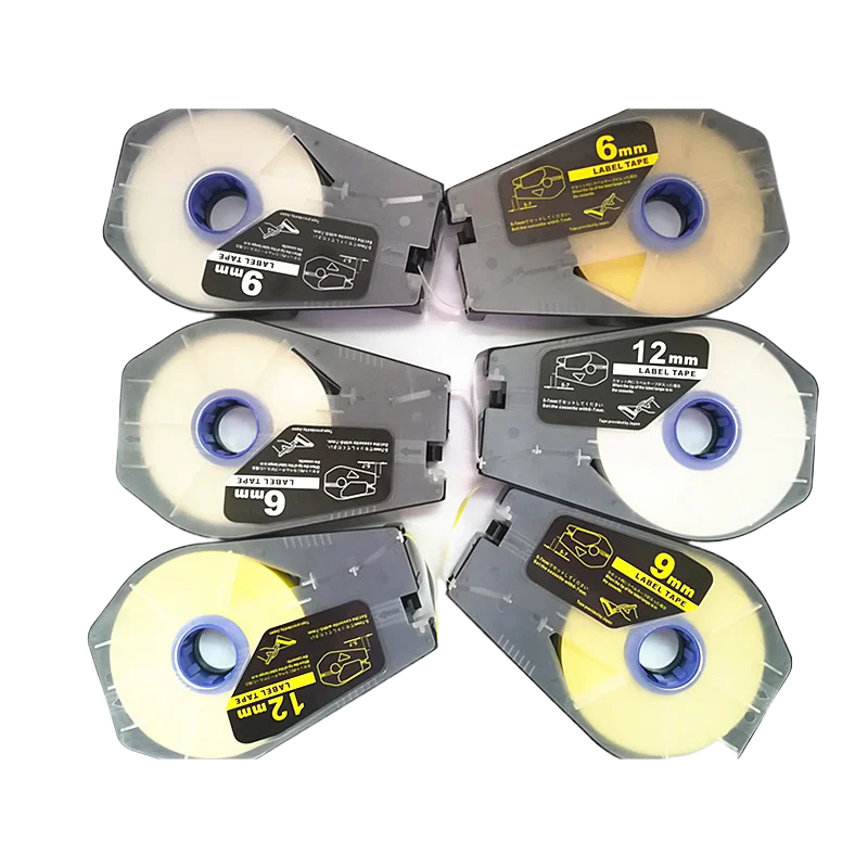 

6 9 12mm*30m White And Yellow Sticker Label Tapes Cassette Mixed Package For Cable ID Printer M-1 Pro, M-1 Std, Mk1100, Mk2100