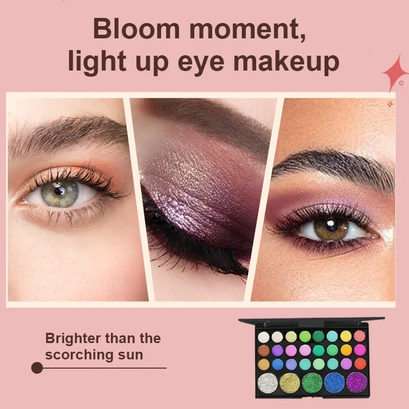 Paleta de sombras de ojos con máscara y pincel, 4 piezas, 29 colores, mate tierra, resistente al agua, brillo brillante, maquillaje duradero