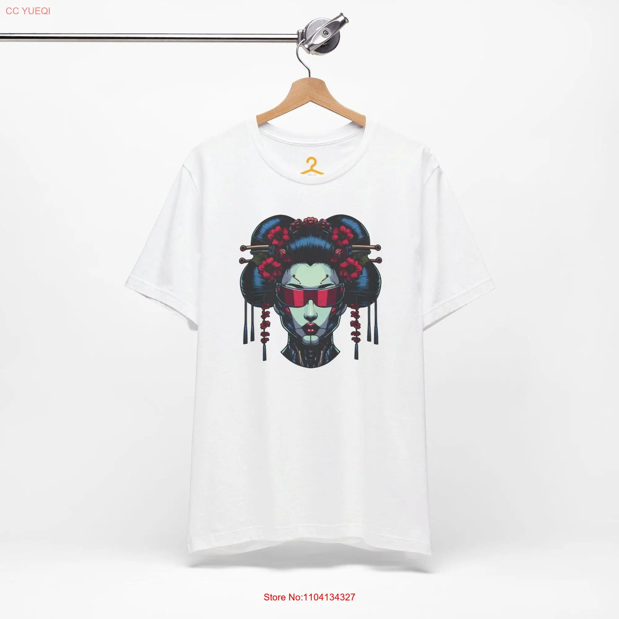 Cyber Geisha T Shirt for Her Futuristic and Floral Design Unique Artistic Perfect Stylish Women's Wear