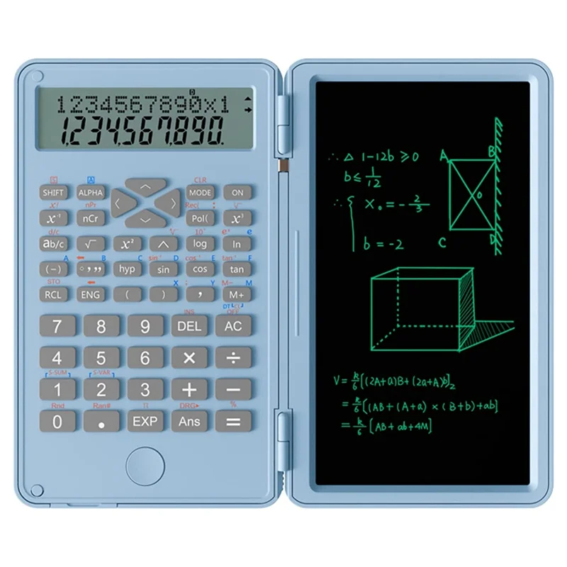 Scientific Calculators, 12-Digit LCD Display with Erasable Writing Tablet Foldable for Home School Meeting and Study B