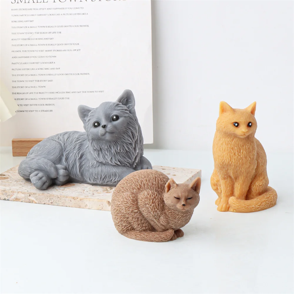 Dog/Cat Pet Statue Candle Mold Teddy/Chinchilla/Garfield/Poodle/Bichon Candle Mould Making Food Grade Silicone tool Home Decor