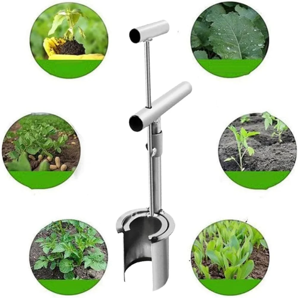 Bulb Planter Tool With Long Handle, Gardening Bulb Transplanter With Soft Grip, Heavy Duty Soil Sampler Sod Plugger