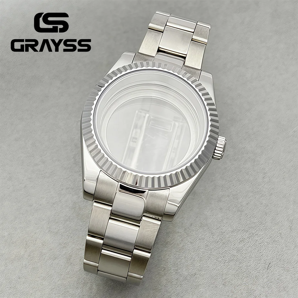 For Oyster Bracelet Strap DATEJUST 36/39MM Watch Case Fit NH34 NH35 NH36 Movement Sapphire Gear Edge 200m Waterproof Watch parth