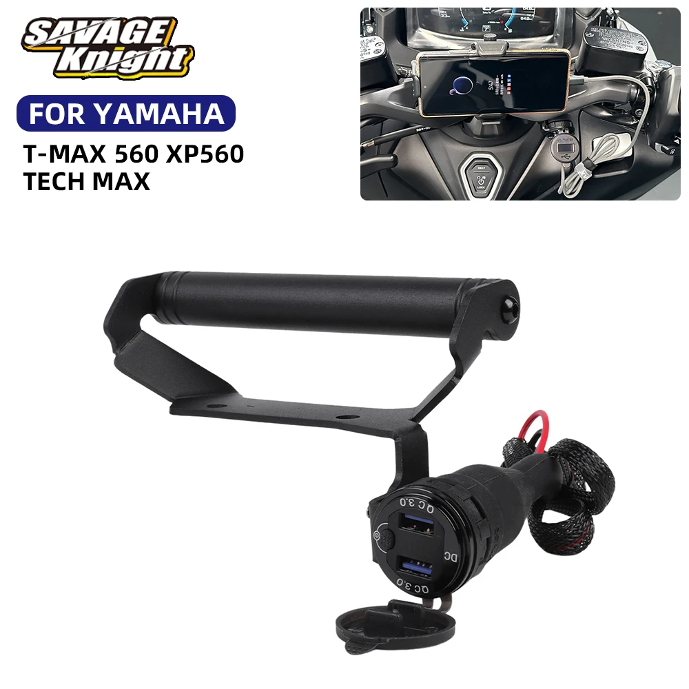 

Motorcycle GPS Navigation Phone Holder Stand For YAMAHA T-MAX 560 XP560 Tmax560 Tech Max 2020-2025 USB Charger Power Outlet Plug