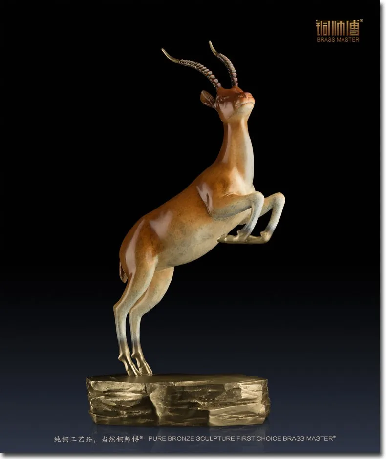TOP ART collection - home LIVING ROOM Decor RETRO Tibetan antelope ART bronze statue sculpture Decoration