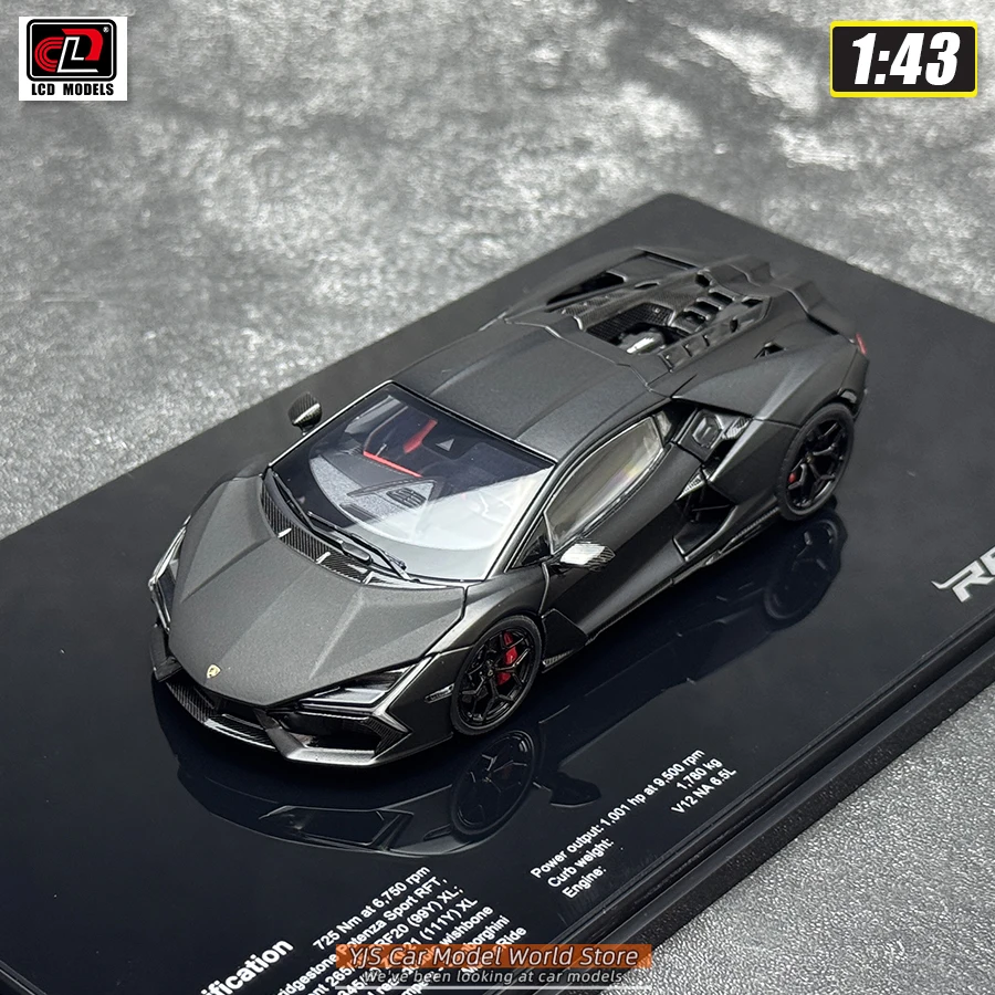 LCD Diecast 1:43 Lamborghini Revuelto, modelauto van gegoten metaal, statisch display, perfect als cadeau of voor een verzameling.
