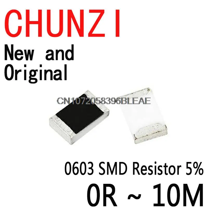 100PCS 0603 5% SMD Resistor 0R ~ 10M 1/10W 0 1 10 100 150 220 330 470 Ohm 1K 2.2K 10K 100K 1M 0R 1R 10R 100R 150R 220R 330R 470R