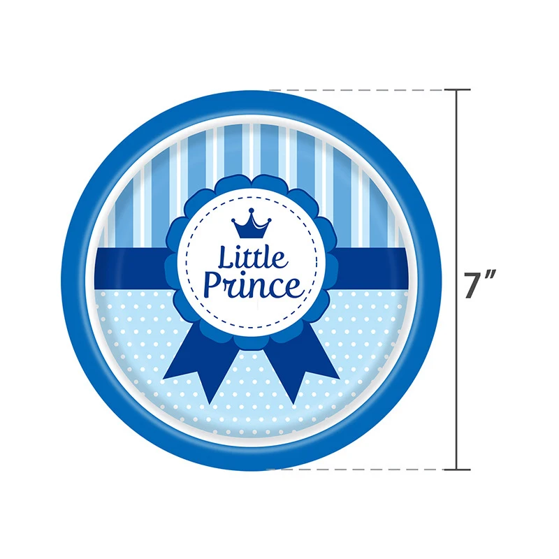 블루 보이 어린 왕자 테마 생일 파티 세트, 티슈 페이퍼 트레이, 종이 컵, 일회용 파티 식기 장식