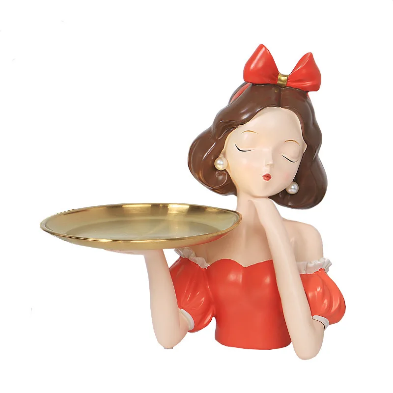 Nordic Creative Girls Storage Tray,Resin Ornaments,Home Decor Crafts,Statue, Office Desk Figurines, Decoration Accessories, Gift