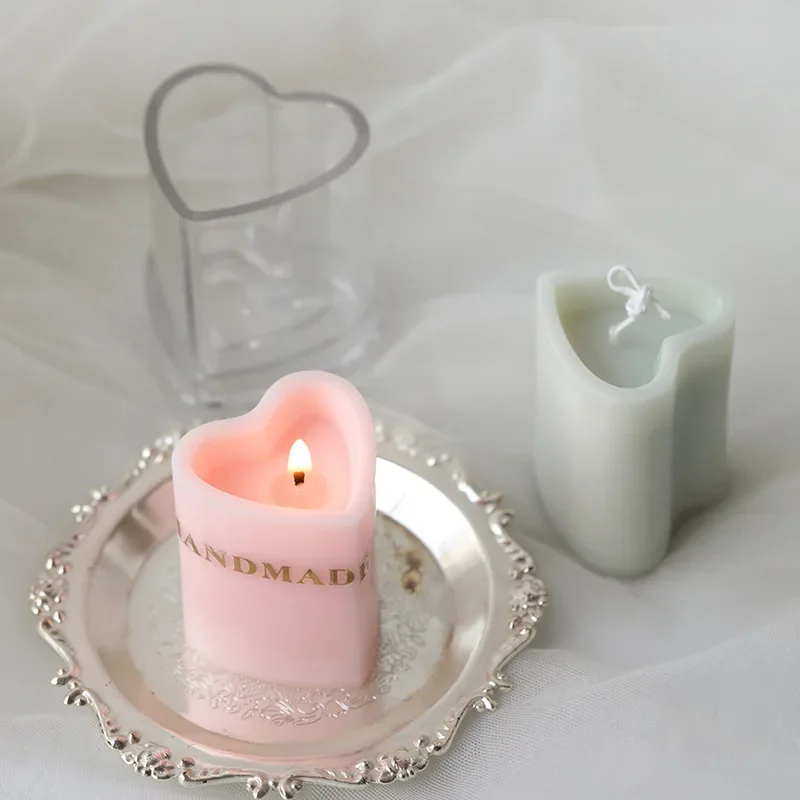 Molde de plástico transparente para aromaterapia, moldes de acrílico para fabricación de velas, cera no pegajosa para regalos de boda, corazón de