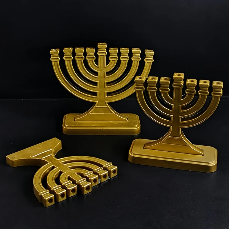 7-Hole and 9-Hole Silicone Menorah Molds with Bases, suitable for resin/plaster casting; Jewish table decoration molds,crafts,