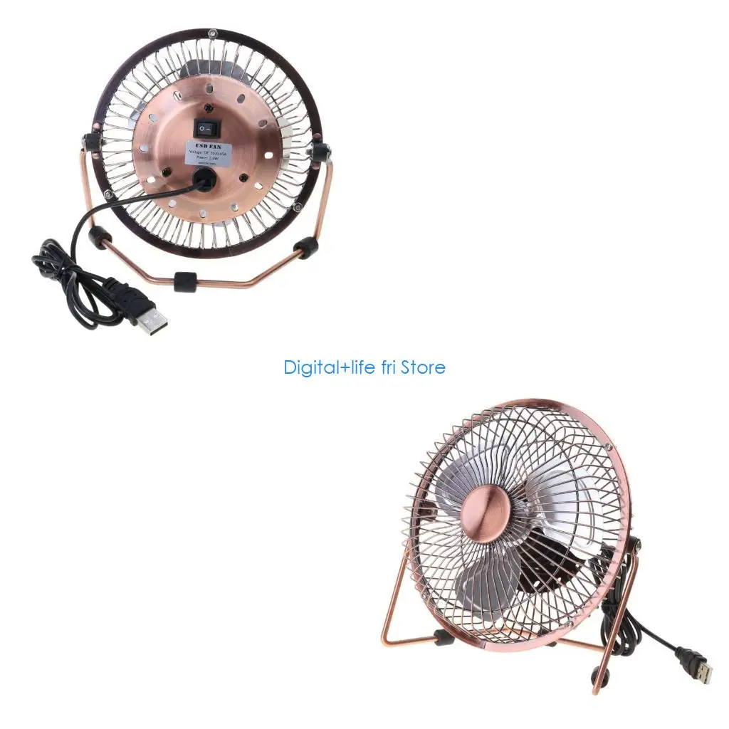 E06D 4/6inch USB Desk Fan Portable Table Cooling Fan Adjustable 360 Degree Rotatable Metal Quiet Electric Fan for Home