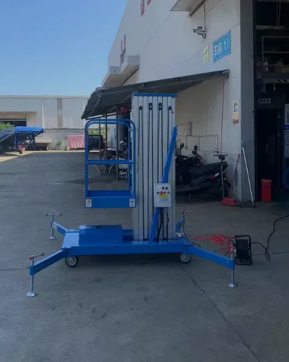 Mobile Hydraulic Electric Scissor Lift, Single/Double Aluminum Mast Aerial Work Platform for Light Duty Use