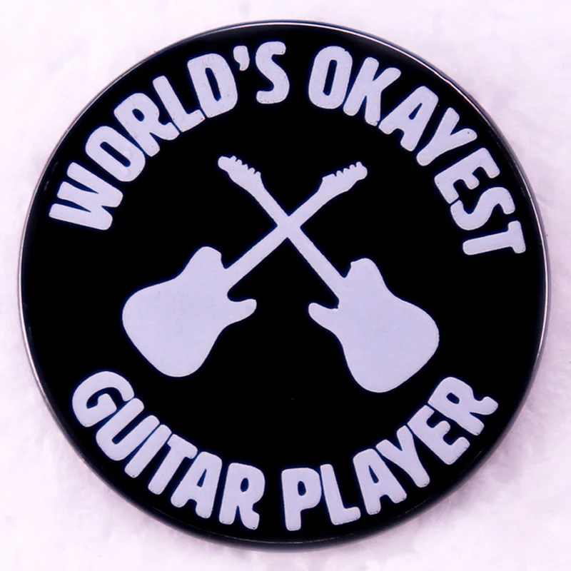 World's Okayest Guitar Player Enamel Pin Brooches Music Lover Gift Jewelry