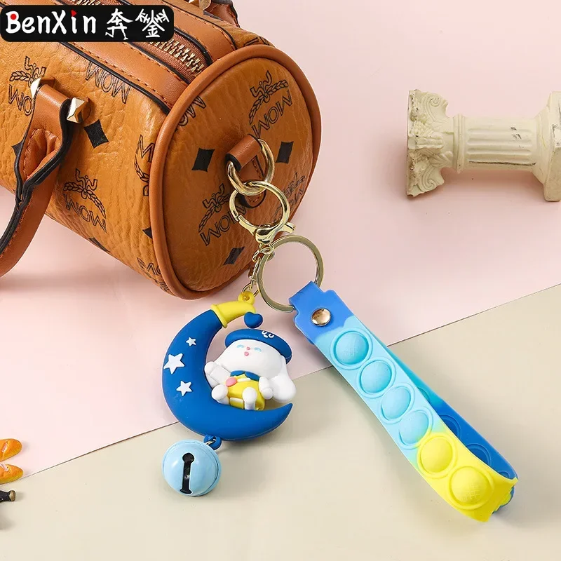 2025 Minso High-end small gifts: cartoon moon, rabbit keychains, car pendants, cute bags, keychains, and exquisite pendants