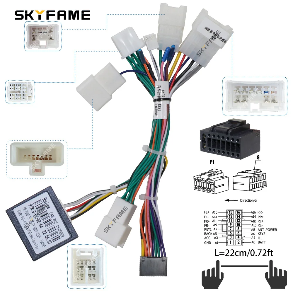 Skyfame Auto 16Pin Kabelboom Adapte Canbus Box Decoder Android Radio Power Kabel Voor Lexus RX300 Toyota Harrier