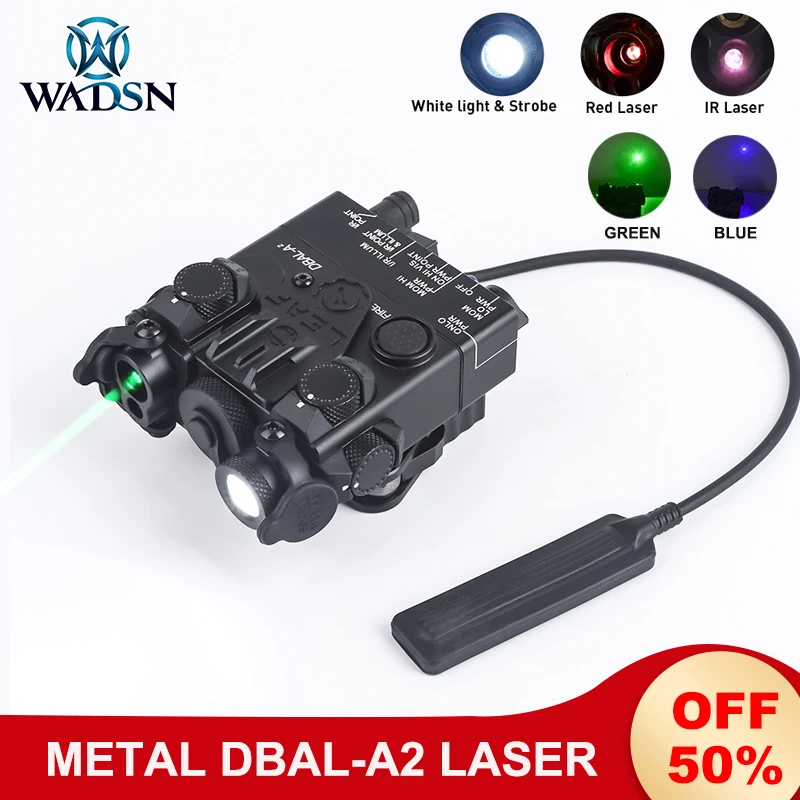 

WADSN Metal DBAL-A2 Red/Blue/Green IR Laser Airsoft Tactical Dbal A2 Strobe LED Weapon Light Hunting DBAL Sight Laser 20MM Rail