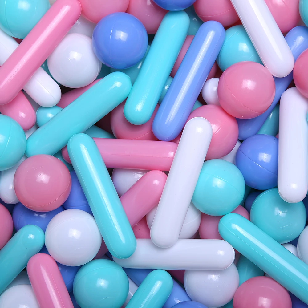 4.92inch 100pcs Plastic Ball Pit Balls Column&Round Shape Mix Colours Ball Indoor Playground Bathroom Toys Christmas Decoration