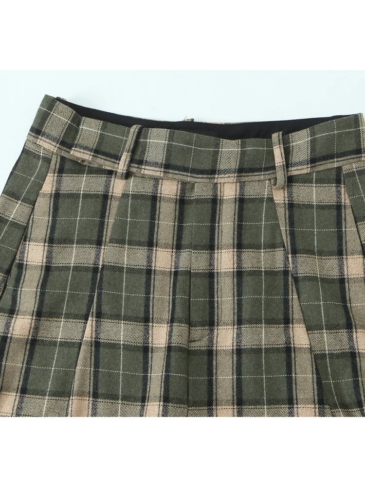 Frauen Herbst Neue Hosen 2025, Weibliche Mode Grid Print Hohe Taille Breite Bein Hosen Frauen Hight Street Freizeit Hosen ﻿