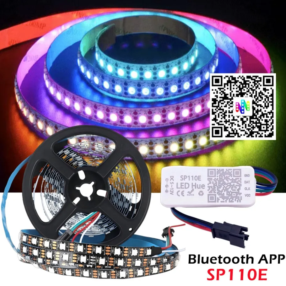 

Светодиодная лента DC5V WS2812B с SP110E USB Bluetooth-контроллером RGB IC 30/60/144 пикселей/м RGB Комплект светодиодных светильников с индивидуальной адресацией