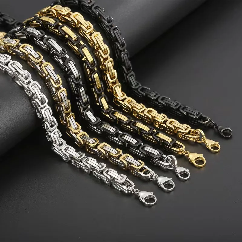 1set, necklace 1pc+ bracelet 1pc, street every Cuban emperor chain titanium steel men and women of the same style