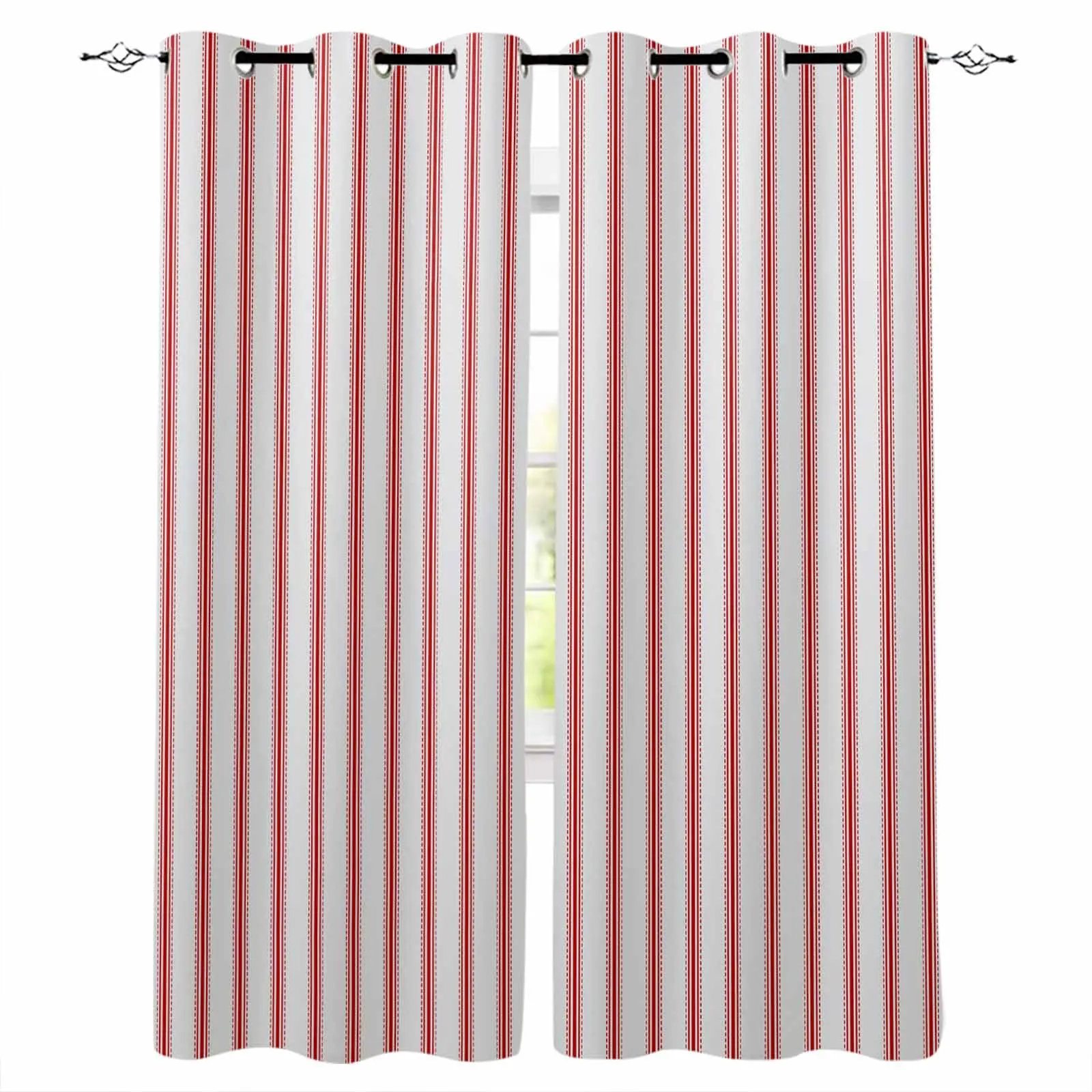 Striped Red Curtains For Living Room Kids Bedroom Window Curtain Balcony Hall Drape Long Cortinas