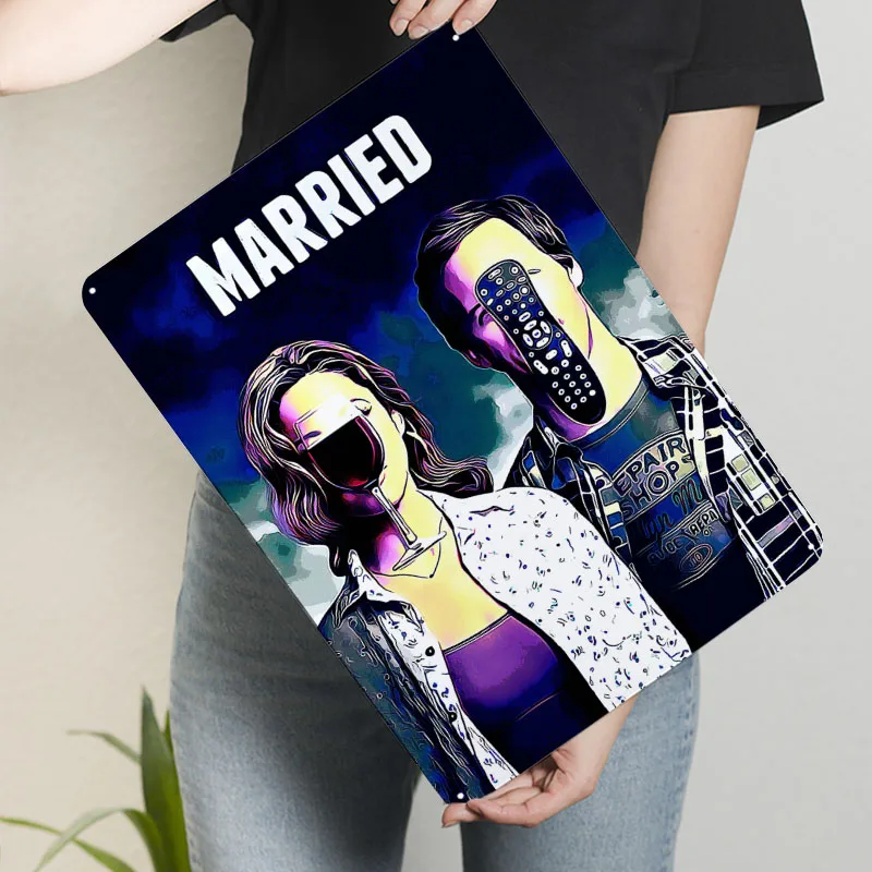 علامة معدنية متزوجة ملصق الفيلم الكلاسيكي إطارات الحائط المزخرفة علامات صفيح مخصصة لتزيين جدران غرفة المنزل #3