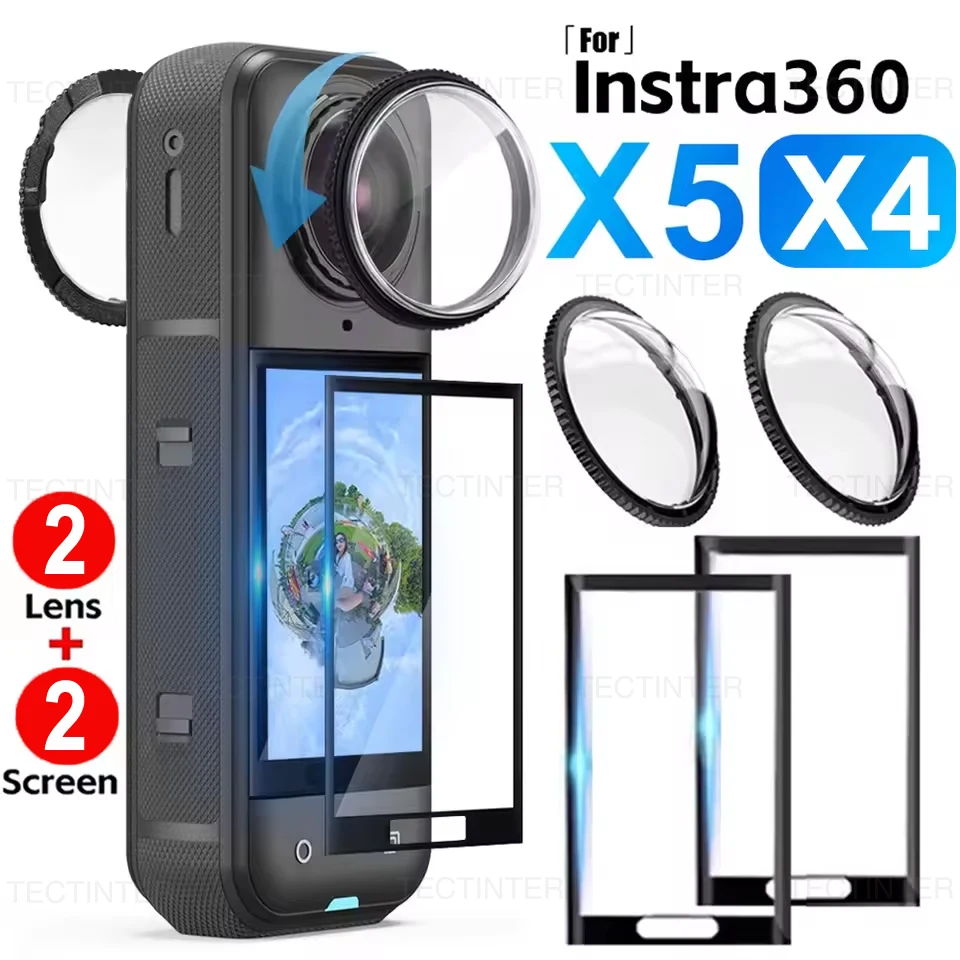 Screen Protector for Insta360 X4 Lens Guard+Tempered Glass Anti-scratch Protective Film Cover for Insta 360 X5/X4 Accessories