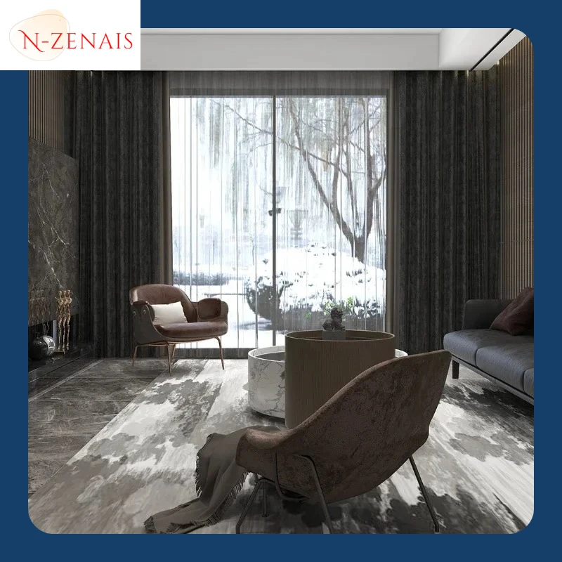 American  Luxury Thick Jacquard Cotton Linen Curtains for Living dining room  bedroom Modern Nordic Blackout Curtain Custom