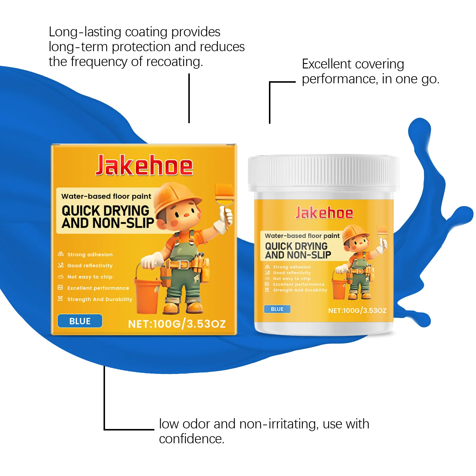 طلاء أرضيات إيبوكسي مقاوم للماء قائم على الماء، طلاء أرضي واقٍ متين، يدوم طويلاً، مقاوم للماء، حجم عبوة صغيرة جذابة