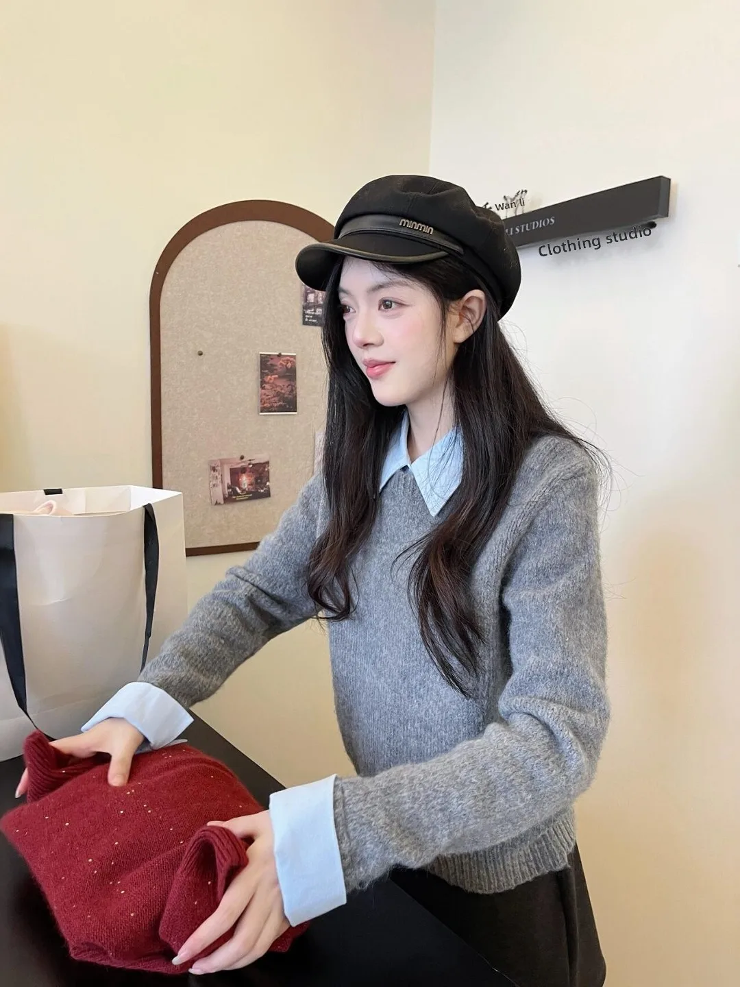 เสื้อไหมพรมถักทรงยาวแฟชั่นสำหรับผู้หญิง ไซส์ใหญ่ คุณภาพสูง เหมาะสำหรับฤดูใบไม้ร่วง  ใส่ได้หลากหลายโอกาส  ป้องกันคราบสกปรก