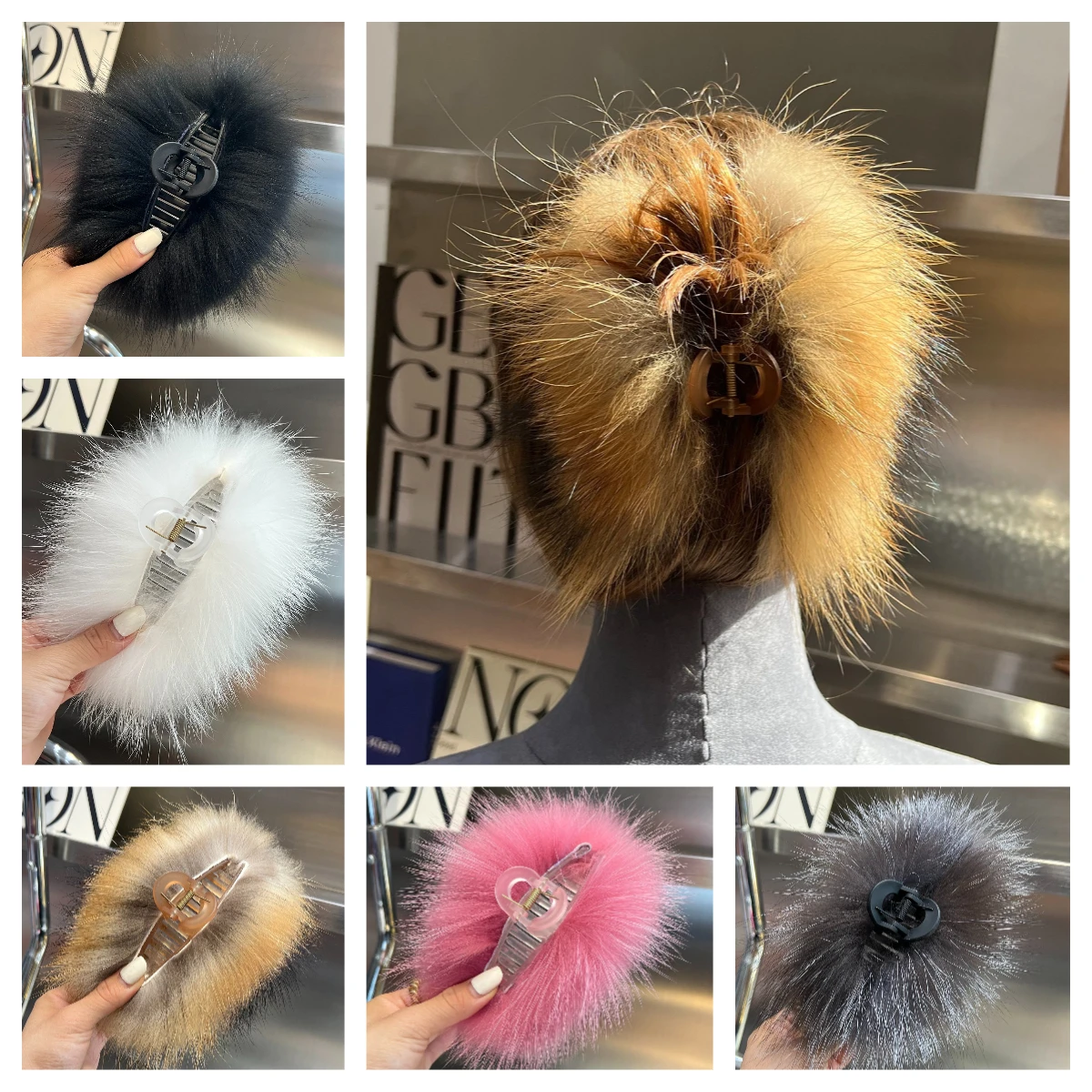 

Real Raccoon Fur Hair Clips Furry Headdress for Women Fairy Claw Clips Fashion Girls Hair Accessoreis