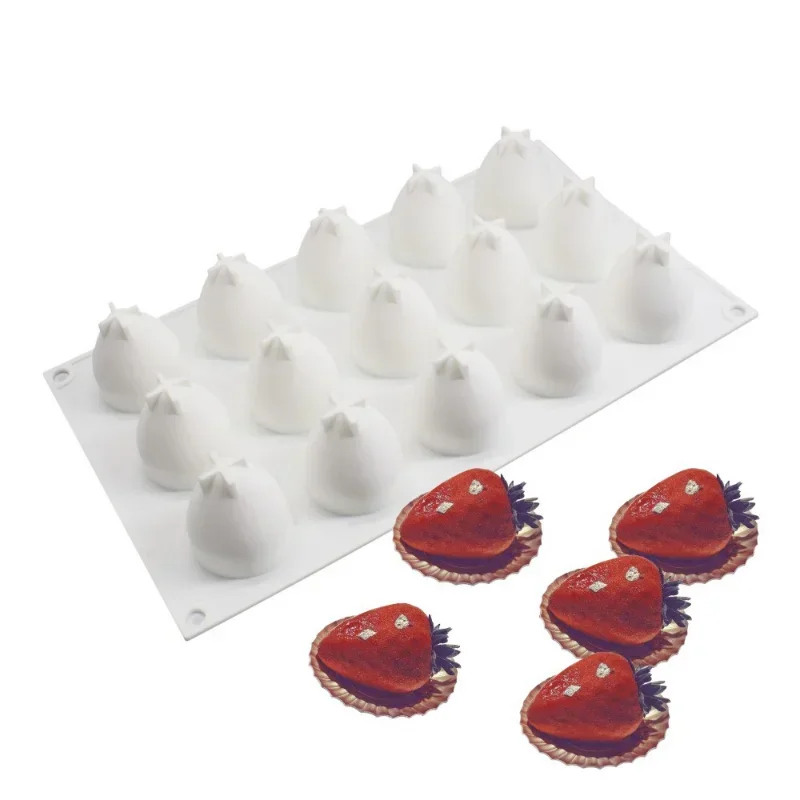 15 hole strawberry cake silicone baking mold mousse chocolate ice cream jelly baking pastry decoration tool kitchen accessories - Image 2