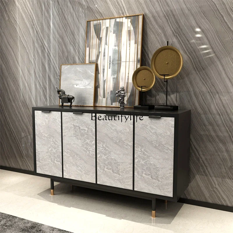 Nordic entrance cabinet Italian imitation marble pattern light luxury modern simple foyer decorative cabinet