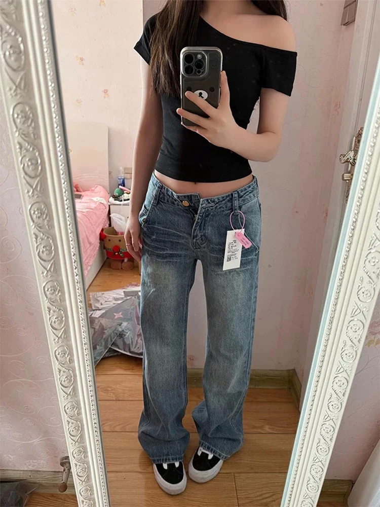 

Джинсы-колокольчики больших размеров с высокой талией, женские свободные прямые брюки с широкими штанинами в пол, американские брюки, весна-лето