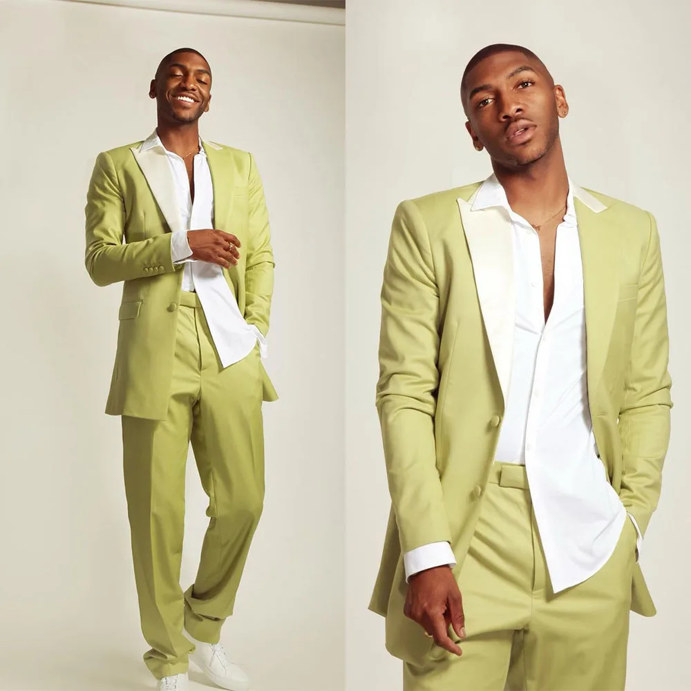 

Avocado Color Men Suits Newest Two-Pieces Single Breasted Custom Made Handsome Formal Fashion in Summer