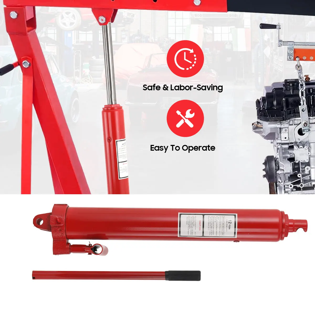 أداة إصلاح الرافعة الهيدروليكية 12 طن، استبدال يدوي طويل رام، أداة رافعة الرافعة الهيدروليكية للمحرك 8T