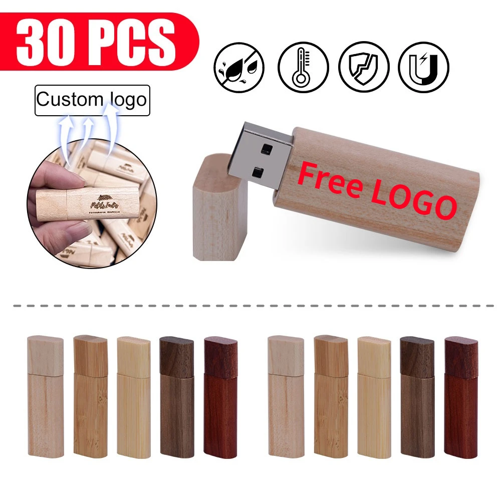 

30 шт., бесплатный индивидуальный логотип USB 2,0, деревянная подарочная коробка для фотографий, USB-флеш-накопитель, деревянный флэш-накопитель, 4 ГБ, 8 ГБ, 16 ГБ, 32 ГБ, 64 ГБ, свадебный подарок