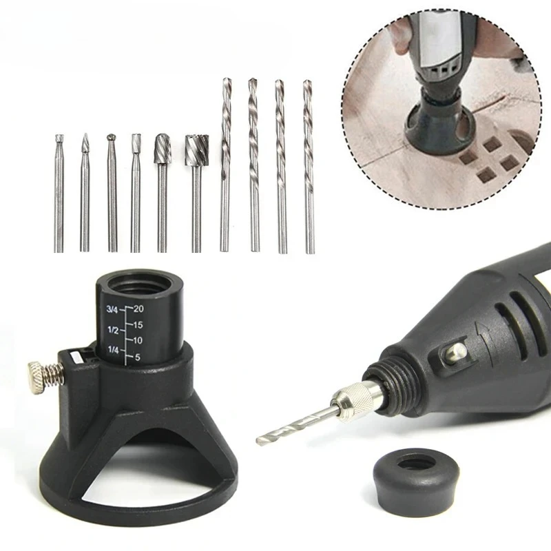 Guide de fixation pour fraise rotative, embout de perçage hélicoïdal, kit d'outils de sculpture sur bois, localisateur dédié, outil de travail du bois